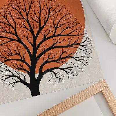 Plagát minimalistický strom so silným kontrastom a harmonickou kompozíciou