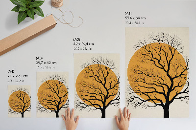 Plagát Minimalistický strom na oranžovom pozadí