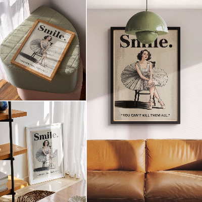 Poster na stenu Baletka v tylových šatách s čiernym nápisom nostalgia