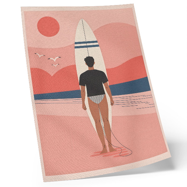 Plagát surferská doska pláž more pokoj relaxácia