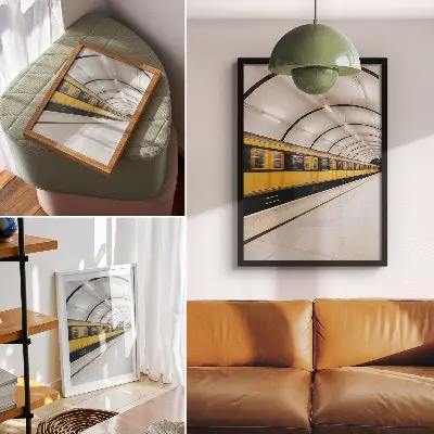 Plagát do obývačky moderné metro s hladkými a dynamickými linkami