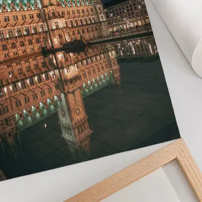 Plagát klasická architektúra odrážajúca večerné svetlo