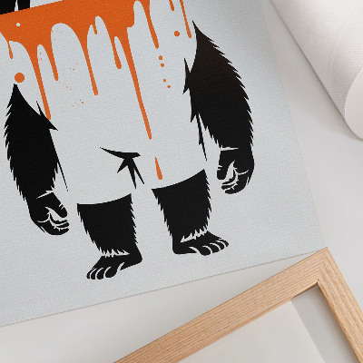 Poster na stenu Gorila v montérkach na žiarivo oranžovom pozadí