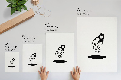 Poster na stenu Zhrbená postava na bielom pozadí bez detailov
