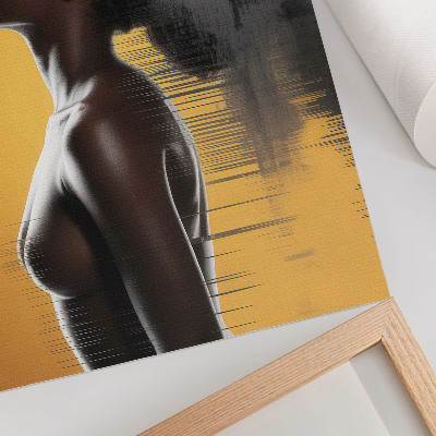 Poster na stenu Štýlová ženská postava, žltý a čierny kontrast