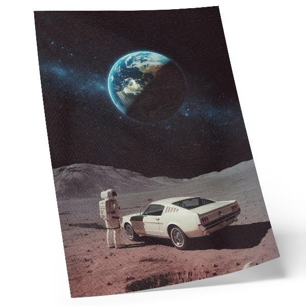 Plagát do obývačky Astronaut na Mesiaci auto Zem hviezdy