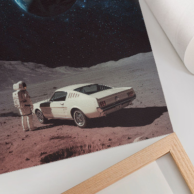 Plagát do obývačky Astronaut na Mesiaci auto Zem hviezdy
