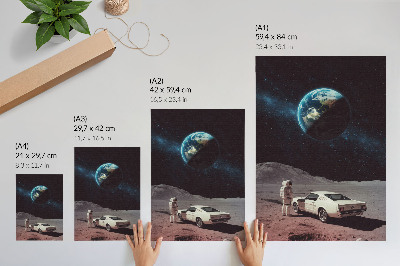 Plagát do obývačky Astronaut na Mesiaci auto Zem hviezdy
