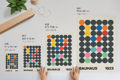 Plagát do obývačky Geometrické čierne kruhy, žiarivé farby, inšpirácie Bauhausu