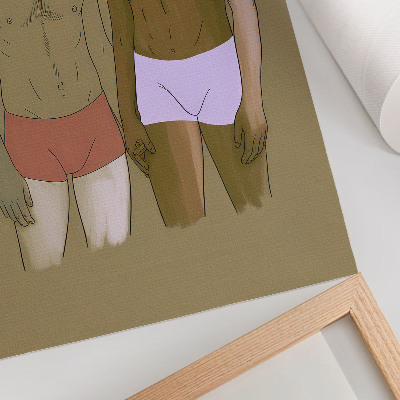 Plagát Ilustrácia mužov v spodnej bielizni v teplých farbách