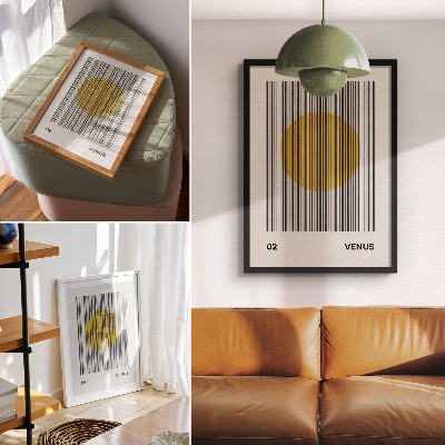 Plagát Kontrastné čiary žltého kruhu op art