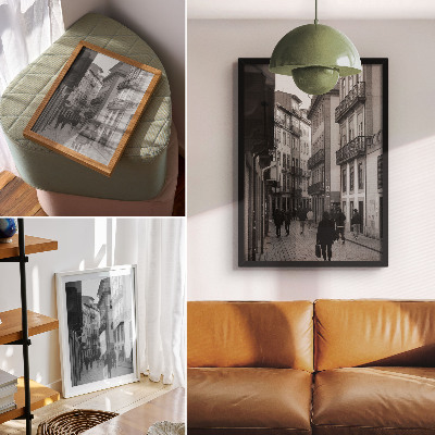 Poster na stenu Ulica čiernobiela architektúra ľudí