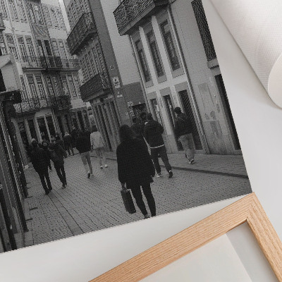 Poster na stenu Ulica čiernobiela architektúra ľudí