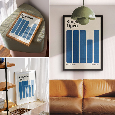 Poster na stenu Minimalistická grafika s modrými obdĺžnikmi