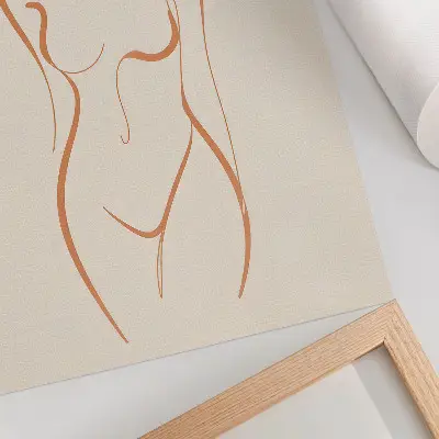Plagát do obývačky minimalistický obrys ženskej postavy v elegantnom zložení