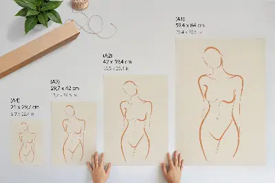 Plagát do obývačky minimalistický obrys ženskej postavy v elegantnom zložení