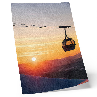 Plagát Lanovka pri západe slnka v horách