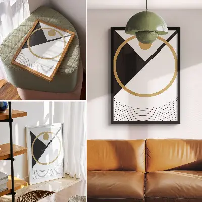 Geometrický vzor s kontrastnými farbami v modernom štýle plagát na stenu
