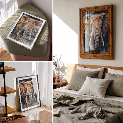 Poster na stenu Farebná silueta slona s modernými akcentmi a surrealizmom