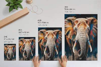 Poster na stenu Farebná silueta slona s modernými akcentmi a surrealizmom