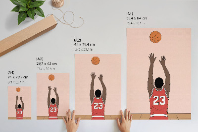 Plagát do obývačky Pastelovo ružový basketbalista s loptou vo vzduchu