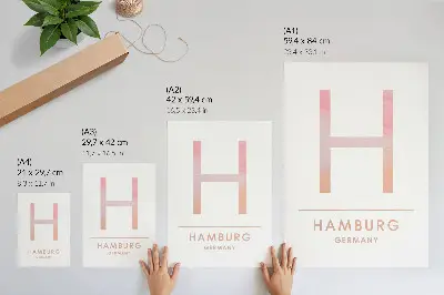 Plagát do obývačky minimalistické písmeno H v moderných pastelových odtieňoch