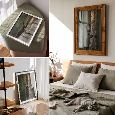Plagát medveď v lese v realistickom vyhotovení