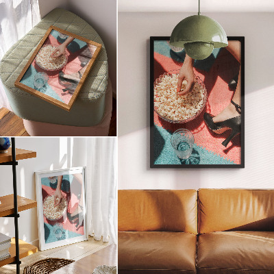 Plagát do obývačky Farebný koberec popcorn sklo elegantná postava