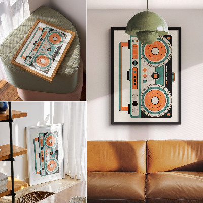 Poster na stenu Retro štýl s výraznými tvarmi a kontrastmi