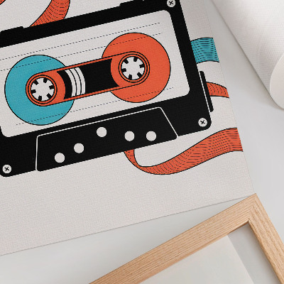 Plagát do obývačky retro pop art kazeta s farebnými značkami