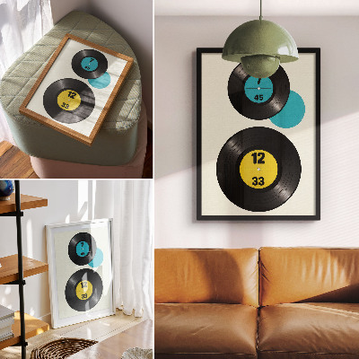 Plagát Moderné vinylové platne žlté tyrkysové