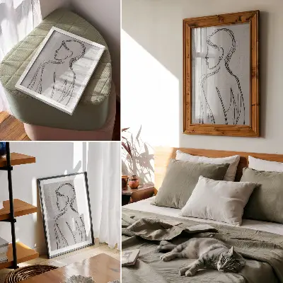 Plagát do obývačky s jemnými líniami v modernom a elegantnom sivom štýle pre pocit pokoja