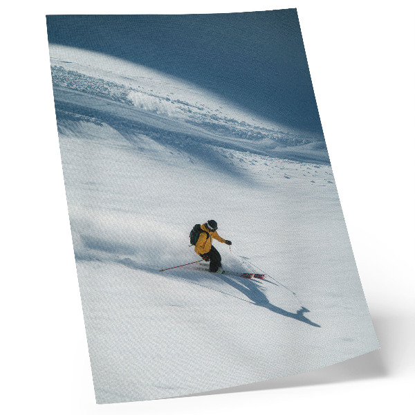 Poster na stenu Lyžiar žltá bunda sneh svah tieň