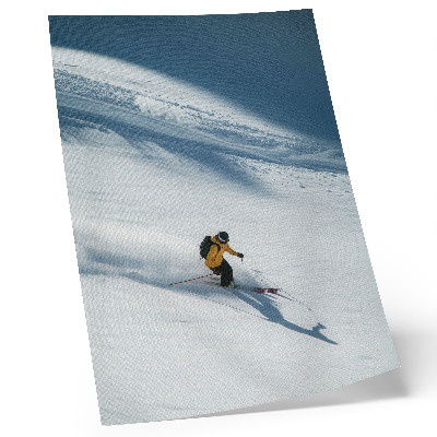 Poster na stenu Lyžiar žltá bunda sneh svah tieň