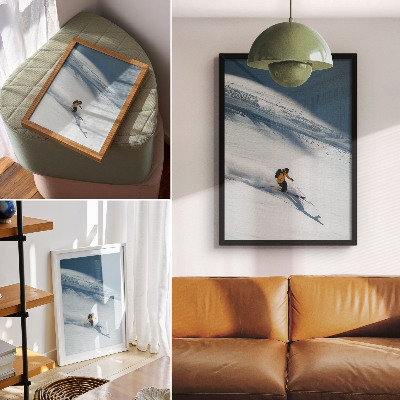Poster na stenu Lyžiar žltá bunda sneh svah tieň