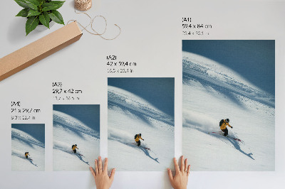 Poster na stenu Lyžiar žltá bunda sneh svah tieň