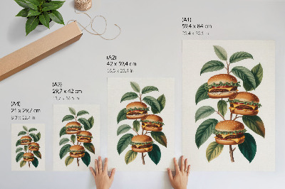 Plagát Hamburgery rastúce na konároch zeleného stromu