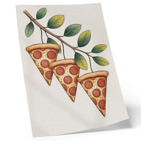 Poster na stenu Plátky pizze na konári stromu vo veselých farbách