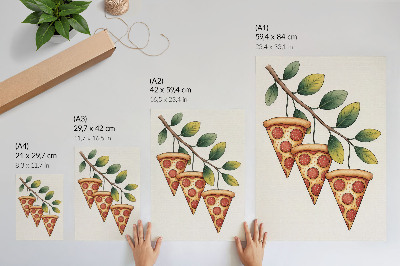 Poster na stenu Plátky pizze na konári stromu vo veselých farbách
