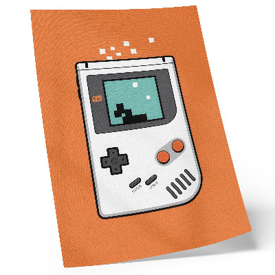 Plagát do obývačky Retro konzola pixel obrazovka oranžové pozadie
