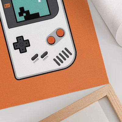Plagát do obývačky Retro konzola pixel obrazovka oranžové pozadie