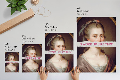 Plagát Portrét ženy hrajúcej sa s typografickou klasikou