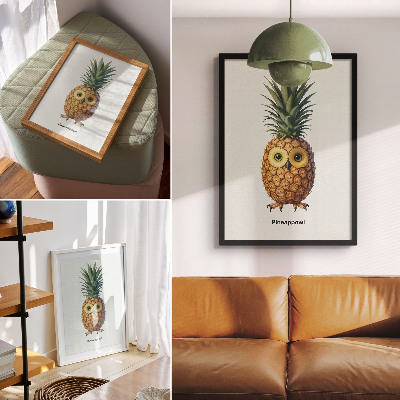 Poster na stenu Fantastická kombinácia ananásu a sovy