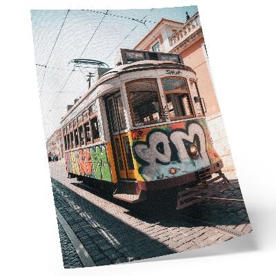 Plagát do obývačky graffiti električky mestská ulica architektúra