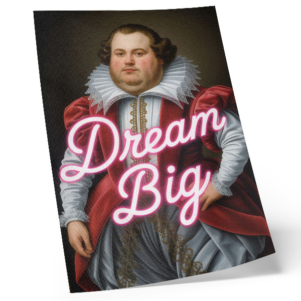 Poster na stenu Historický portrét neónový nápis kontrast moderný