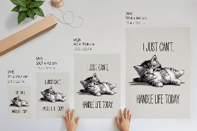 Poster na stenu Mačiatko na sivom pozadí v minimalistickom štýle