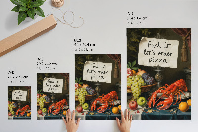 Poster na stenu Vtipný nápis s homárom v eklektických farbách