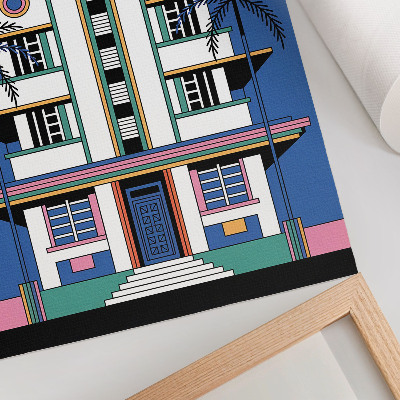 Plagát Art deco tropické farby palmy energia Miami