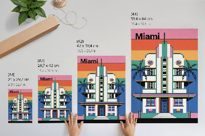 Plagát Art deco tropické farby palmy energia Miami