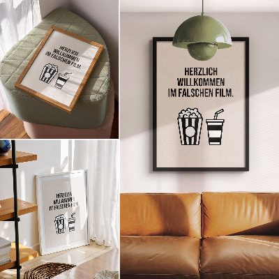Plagát do obývačky Zmysluplný text ikonografie kino béžové pozadie